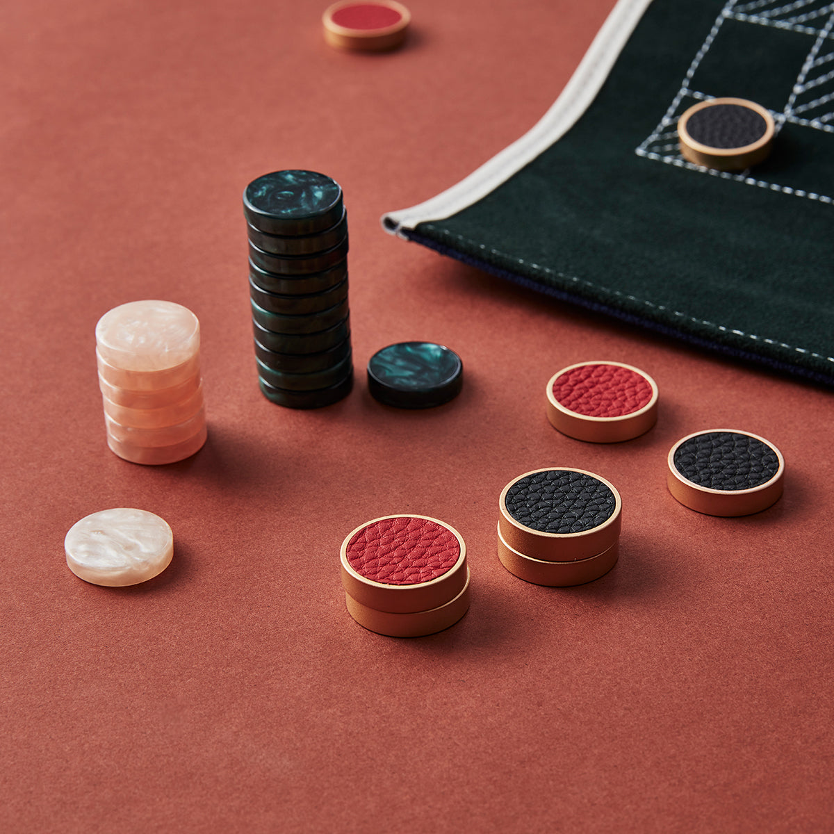 Leather Backgammon & Drafts Roll