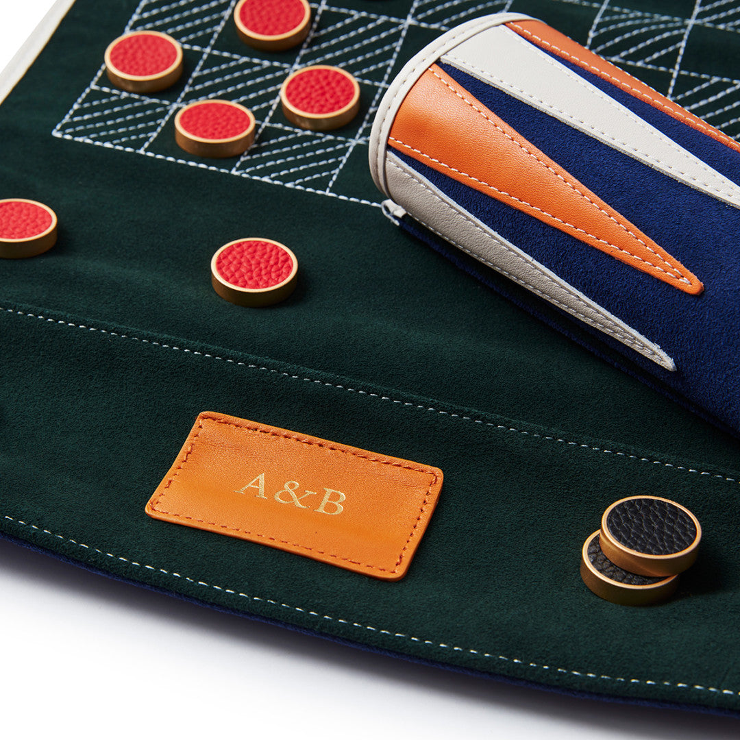Leather Backgammon & Drafts Roll