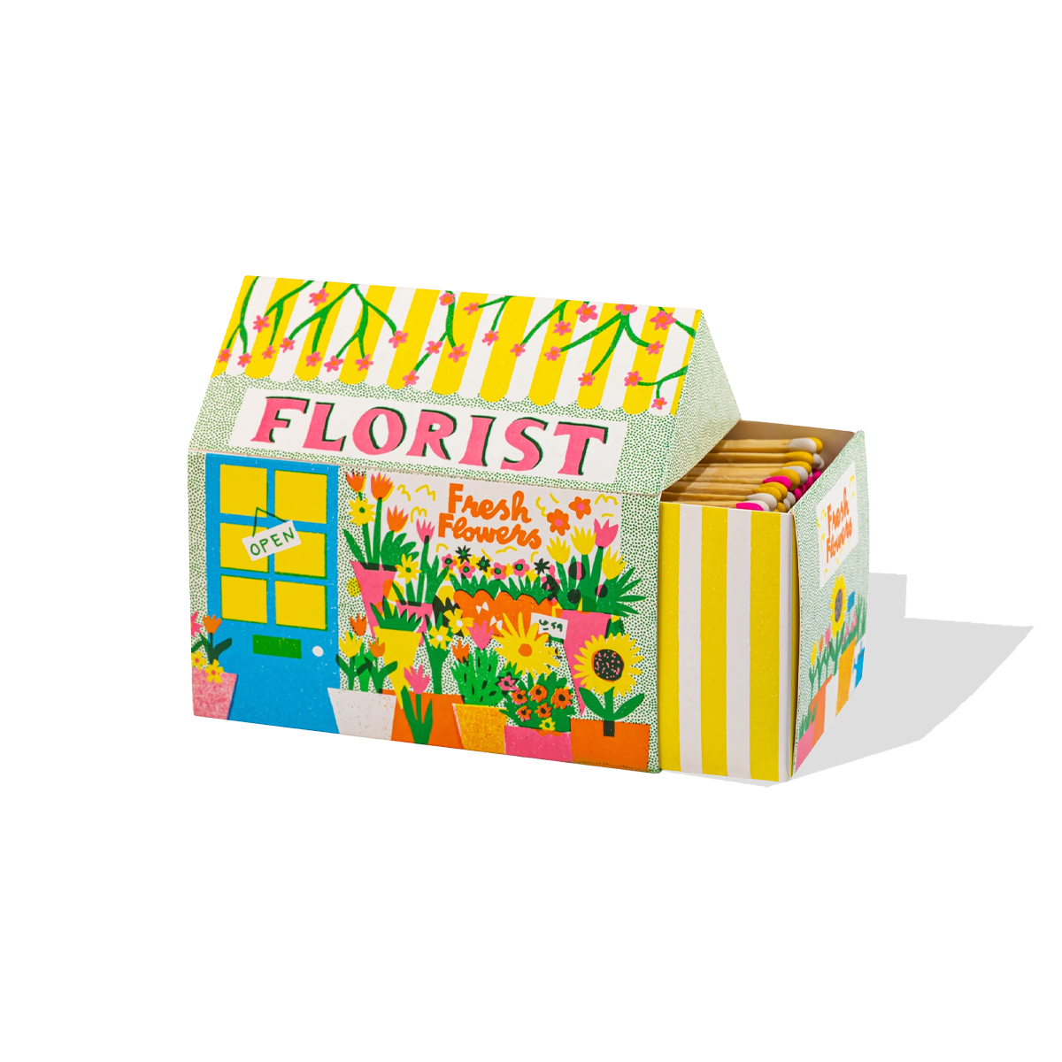 Colorful model of a florist shop with 'Florist' written on it.