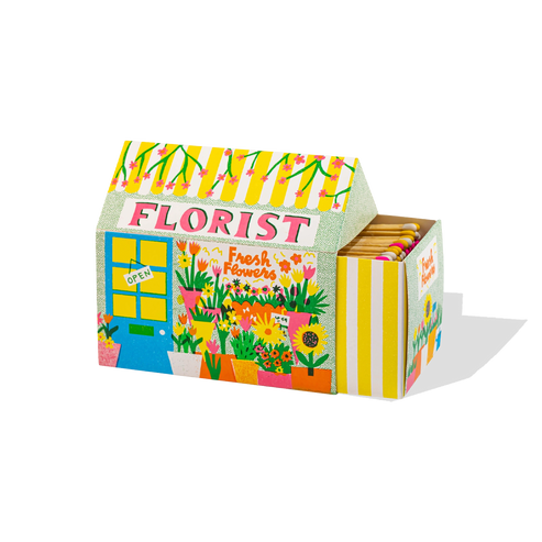 Colorful model of a florist shop with 'Florist' written on it.