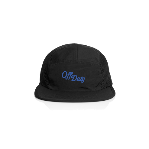 Black cap with 'Off Duty' text on a white background
