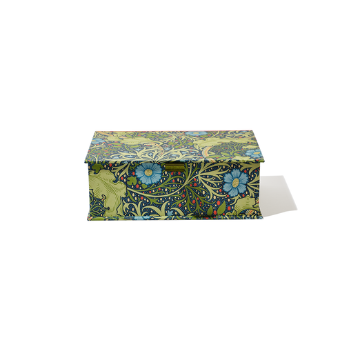 Floral patterned box with a white background