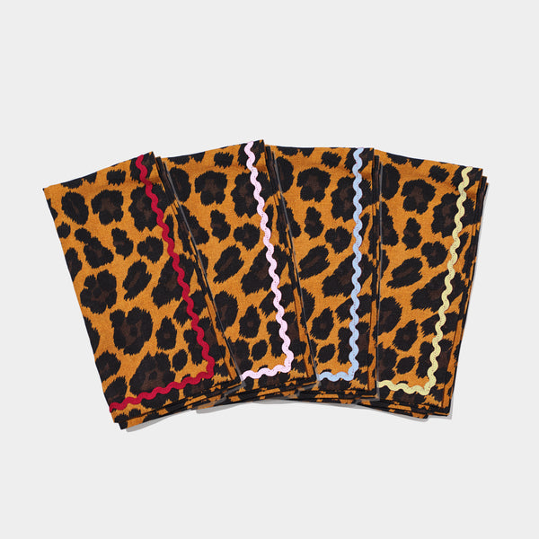 Leopard Ric Rac Napkins (Set of 4)