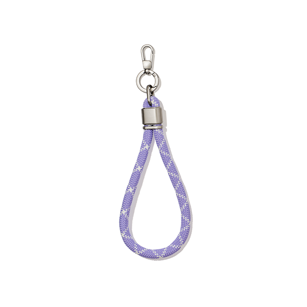 Purple keychain with star pattern on a white background