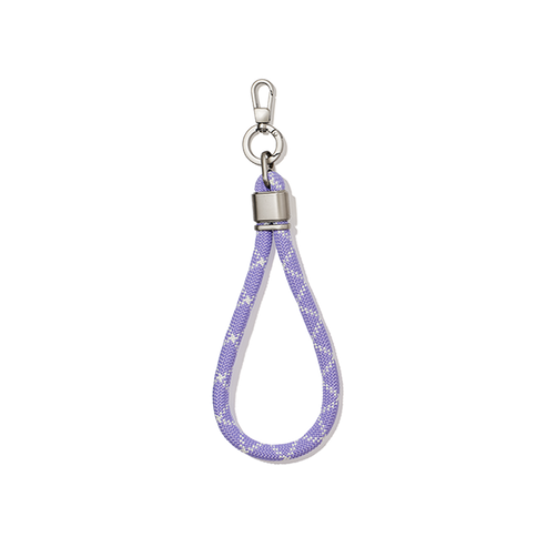 Purple keychain with star pattern on a white background